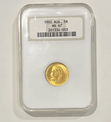 1902 Russia 5R Gold Coin NGC MS 67 • $795