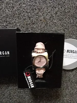 MORGAN - New In Box - Silver Tone Watch With Pink Leather Knotted Strand Band • $16.16