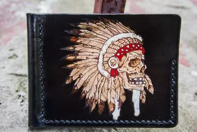 $109.26 • Buy Men's Handmade Leather Money Clip Skull Z53 Unisex