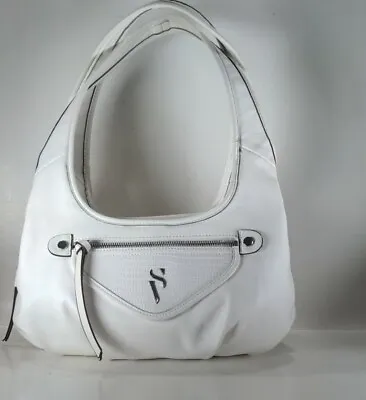 Vera Wang White Vegan Leather Triple Entry Handbag Shoulder Bag Purse • $42