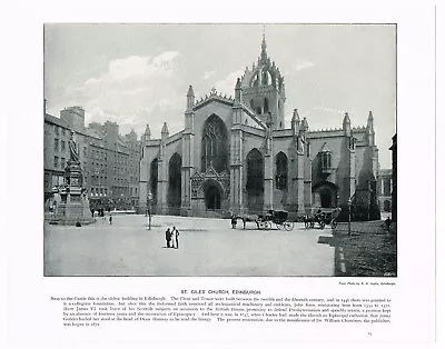 Edinburgh St Gile's Church Scotland Antique Picture Print 1900 SIS#23 • £3.99