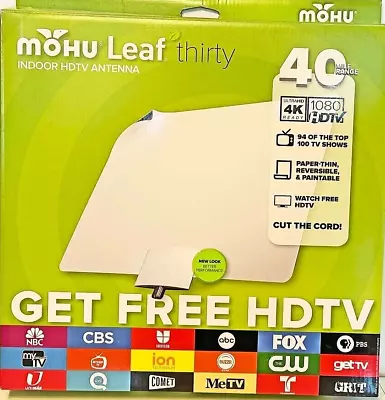 | Mohu | Leaf 30 4K Amplified Indoor HDTV Antenna | 40-Mile Range Reversible| • $24.95