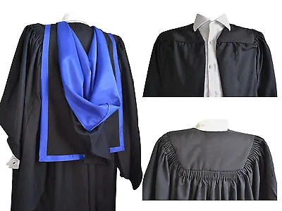 Graduation Gown And Full Hood Set University Bachelor Academic Fluted Robe • £44.99