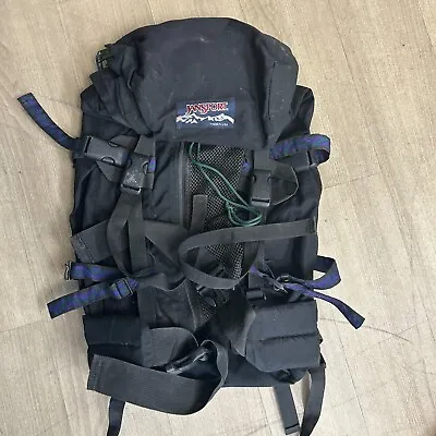 $24.95 • Buy VINTAGE Jansport Backpack Mens Black Aztec Camping Hiking Duffel Logo USA Made