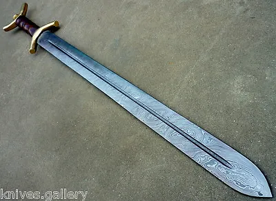 Custom Damascus Steel Hunting Knife / Viking Celtic Sword / Dagger / Rose Wood • $59.99