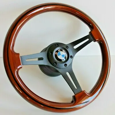 Steering Wheel Fits For BMW Wood Black Spokes E24 E28 E30 E32 E34 Wooden 86-92' • $225.81