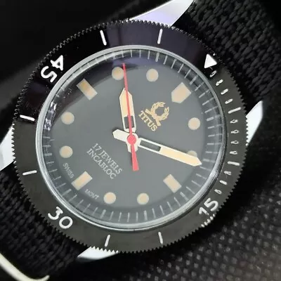 £30.49 • Buy 40MM VINTAGE TITUS WINDING SWISS MENS TURNABLE BEZEL WATCH A252831-9