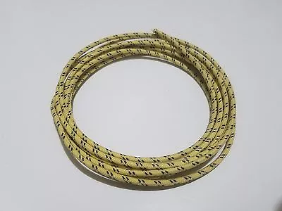 10 Feet Vintage Braided Cloth Covered Primary Wire 12 GA Gauge Yellow W/ 2 Black • $9.50