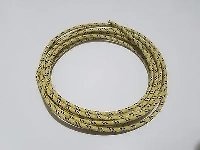 10 Feet Vintage Braided Cloth Covered Primary Wire 18 GA Gauge Yellow W/ Black • $5.28