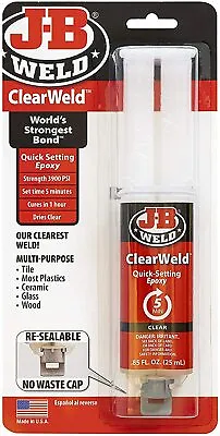 £6.79 • Buy Genuine JB Weld Clear Glue Quick-Setting Epoxy Ceramic Metal Glass Plastic Wood
