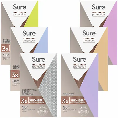 £38.99 • Buy Sure Women Maximum Protection Anti-Perspirant Deodorant Cream, 12 Pack, 45ml