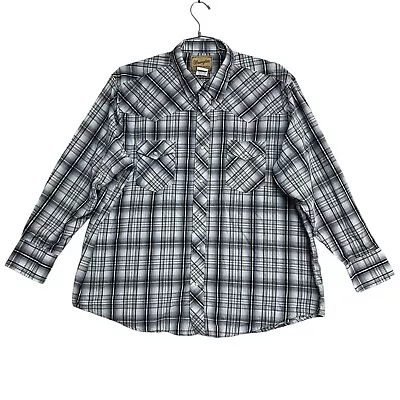 Wrangler Western Men 2XL Plaid Long Sleeve Multicolor Pearl Snap Shirt • $14