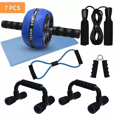 7 In 1 Ab Roller Wheel Home Gym Equipment Exercise Roller Mat Jump Rope & More • $30.15