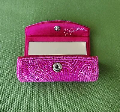 MARY KAY MK Signature Beaded Pink Lipstick Case Mirror Lip Gloss Purse Travel • $8