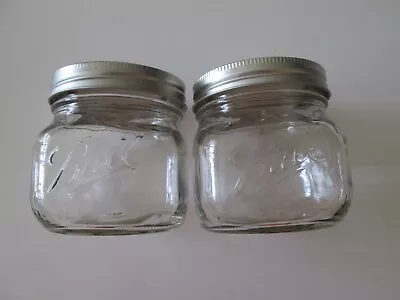 SET OF 2 Clear Glass Ball Mason Jars With Lids 500ml 1 Pint Each • $0.99