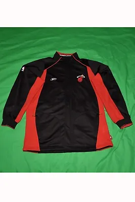 Reebok NBA Miami Heats Black Red Jacket Size Medium Warm Up Full Zipper And Snap • $49