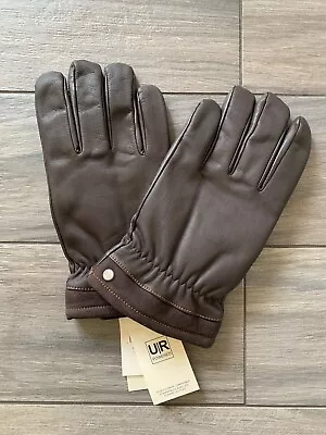 Ugg Mens Captain Brown Leather Gloves Touch Screen Compatible Nwt $95 • $41.99