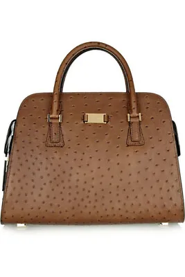 Michael Kors Collection Gia Ostrich Effect Genuine Leather Tote Tangerine Gia • $199.99