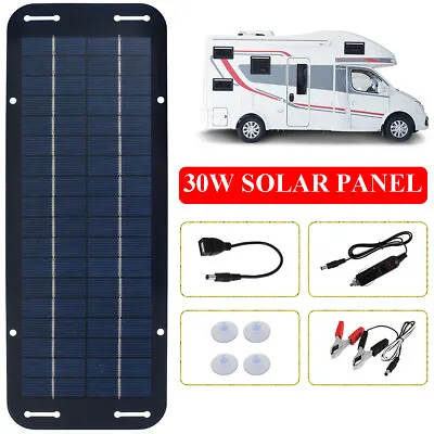 30W Solar Panel Kit Trickle Battery Charger 12V For Car Van Caravan Boat UK • £13.99