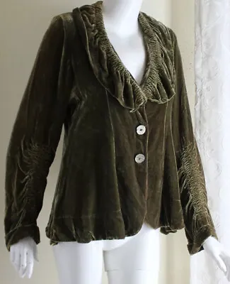 Cowgirls O/S Marrika Nakk XS S M L Olive Velvet Ruched Sleeves Jacket Blazer • $328