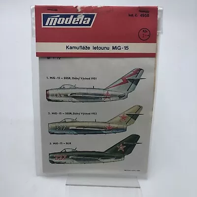 Modela 1:72 Decal Sheet Camouflage Of The Mig-15 Aircraft • $20