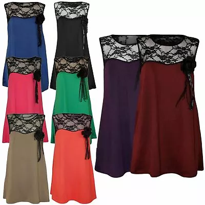 £4.99 • Buy New Ladies Lace Insert Flower Corsage Broach Mini Smock Dress Top 8-26