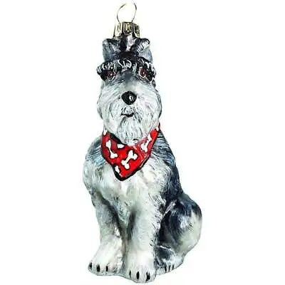 Joy To The World Collectibles - Schnauzer Gray With Bandana Glass Poland • $35