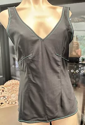 Bassike Top Size 1 Black With Contrast Stitch RRP$360 Italian Fabric BNWT • $109