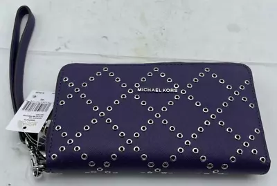 Michael Kors Wristlets Iris Large Flat Multi-Function Phone Case Leather Wallet • $64.99