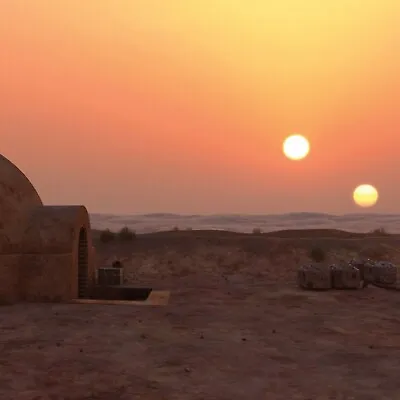 1/6th Scale STAR WARS TATOOINE TWIN SUNSET IKEA Detolf 15x15 Diorama Backdrop • $24.50