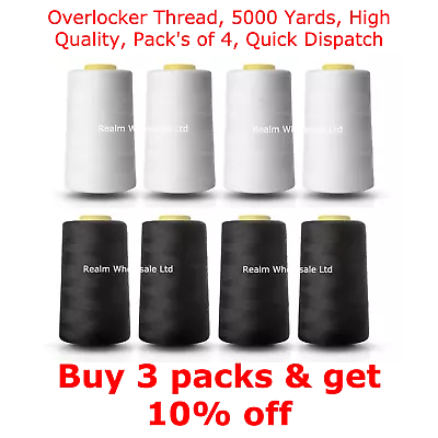 £10.49 • Buy Overlocking Thread Polyester Industrial Sewing Machine 5000 Yard X 4 Cones UK