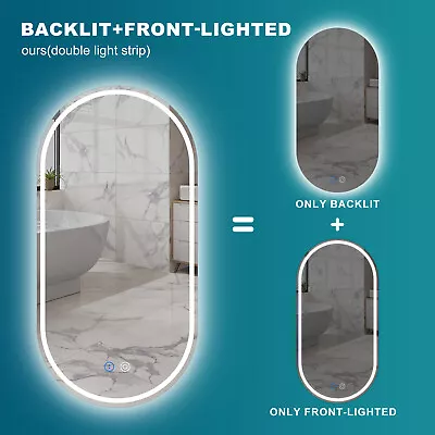 Oval LED Make Up Mirror Back&Front LED Light Bathroom Mirror 900x450mm • $128