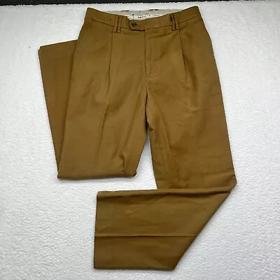 Barbour Moleskin Trousers Pleated Chino Flat Front Brown Pants 32x30 • $32.99