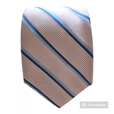 Michael Kors Mens Pink Blue Tie Stripes   3.5  Wide  100% Silk           • $15
