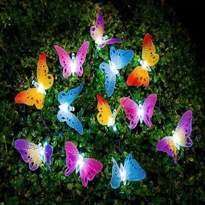 2 Packs Optic Butterfly Solar String Lights Christmas Fairy Garden Lights Decor • $15.11