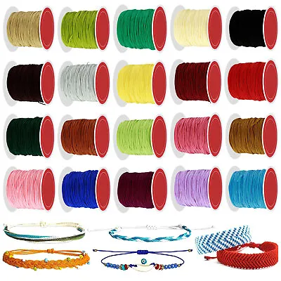 20 Rolls 0.8mm Waxed Cotton Cord 20 Colors Making Bracelet Necklace String~ • £14.11