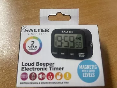 New Salter Electronic Timer Loud Beep Magnetic With 3 Sound Levels • £7.99