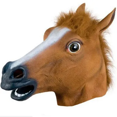 Adult Brown Horse Head Mask Halloween Party Animal Costume Novelty Fancy Prop • £21.47