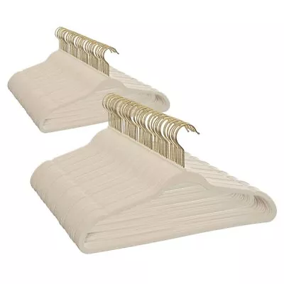 Velvet Clothes Hangers 100 Pack Non-Slip Ultra Slim Beige • $32.82