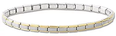 Italian Charm Bracelets Stainless Steel Silver With Gold Trim 4 Mm Modular Links • $13.99