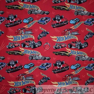 BonEful Fabric FQ Cotton Quilt Red Hot Wheels Sports Car Hasbro Toy Classic SALE • $5.13
