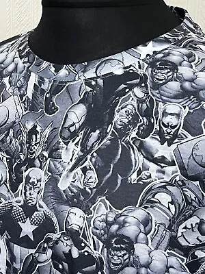 Marvel Comics Superhero T-Shirt L / XL Black And White Polyester • £5.99