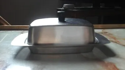 £2.50 • Buy Vintage Stainless Steel Lidded Butter Dish