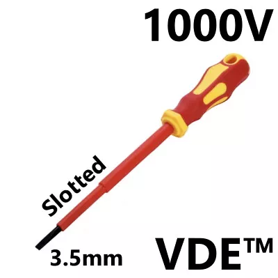 Screwdriver VDE Electrical Slotted Flat Insulated Terminal Driver 3.5mm X 100mm • £2.99