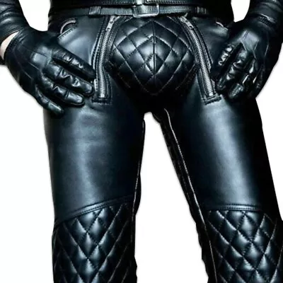 Men Biker Leather Pants Genuine Real Leather Pants Bikers Trousers Leather Pants • £71