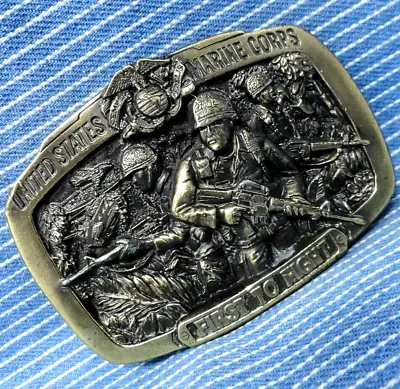 United States Marine Corps Belt Buckle First To Fight Vintage 1982 TGABC .PCB677 • $24.99