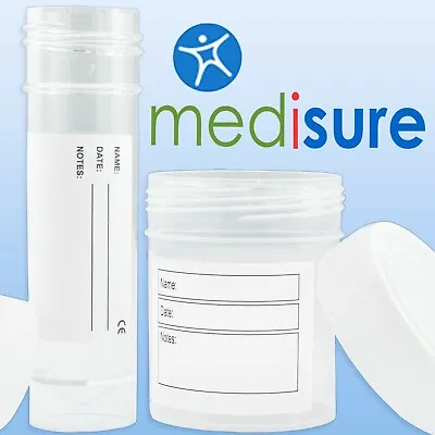 £4.98 • Buy SMALL/LARGE SPECIMEN CONTAINER Urine Sample Medical Lab Test Tube Tub Jar Bottle