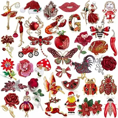£3.54 • Buy Red Color Crystal Rhinestone Brooch Pin Bee Dragonfly Animals Charm Women Gift