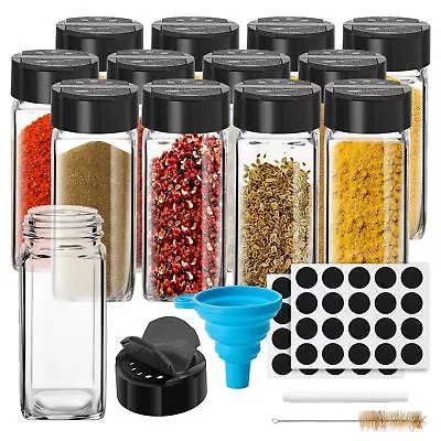 12 Pack Glass Spice Jars With Labels 4oz Spices Containers Spice Jars With Bl... • $25.91