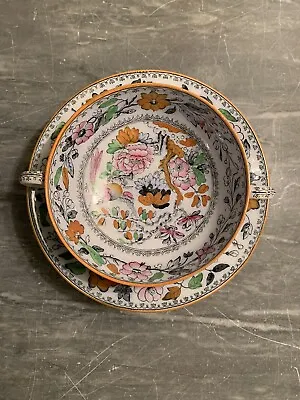 RARE English Ashworth Bros Hanley Flying Bird Cream Soup Bowl & Plate • $27